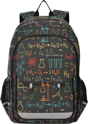 Chemical Formula Backpack Lightweight Bookbag Travel Laptop Backpack College School Computer Bag with Reflective Stripes