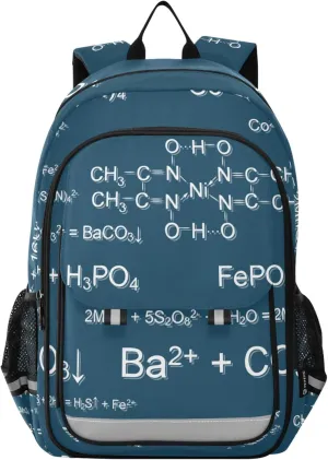 Chemical Formulas Backpack Lightweight Bookbag Travel Laptop Backpack College School Computer Bag with Reflective Stripes