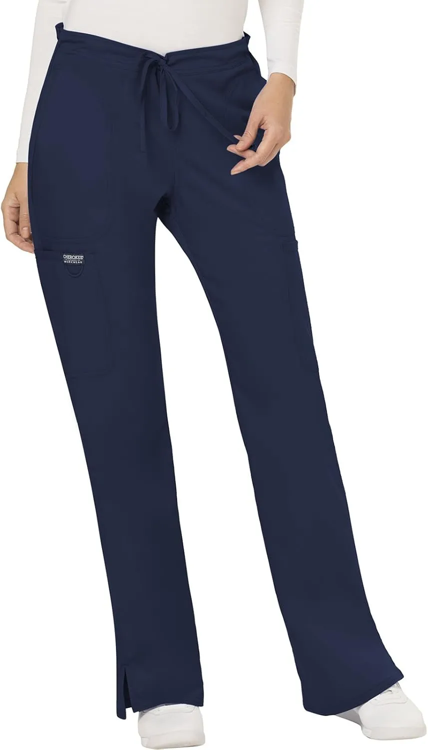 Cherokee Scrub Set For Women Modern Classic Fit 3 Pockets V-Neck Top WW620 with 5 Pockets Moderate Flare Leg Pant WW120