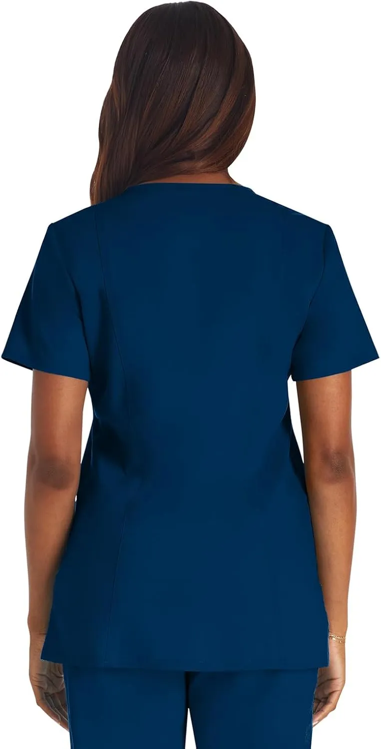 Cherokee Scrub Set For Women Modern Classic Fit 3 Pockets V-Neck Top WW620 with 5 Pockets Moderate Flare Leg Pant WW120