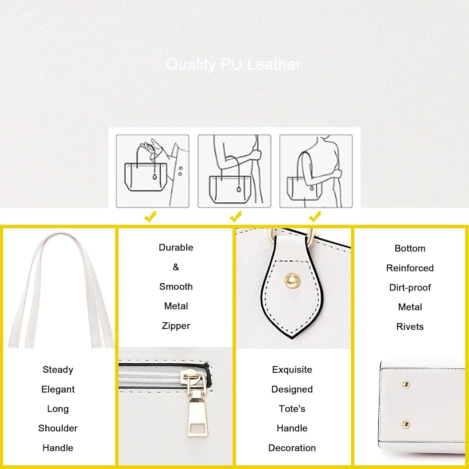 CHICAROUSAL Tote Bag for Women Large Handbags and Purses for Women PU Leather Womens Shoulder Bags