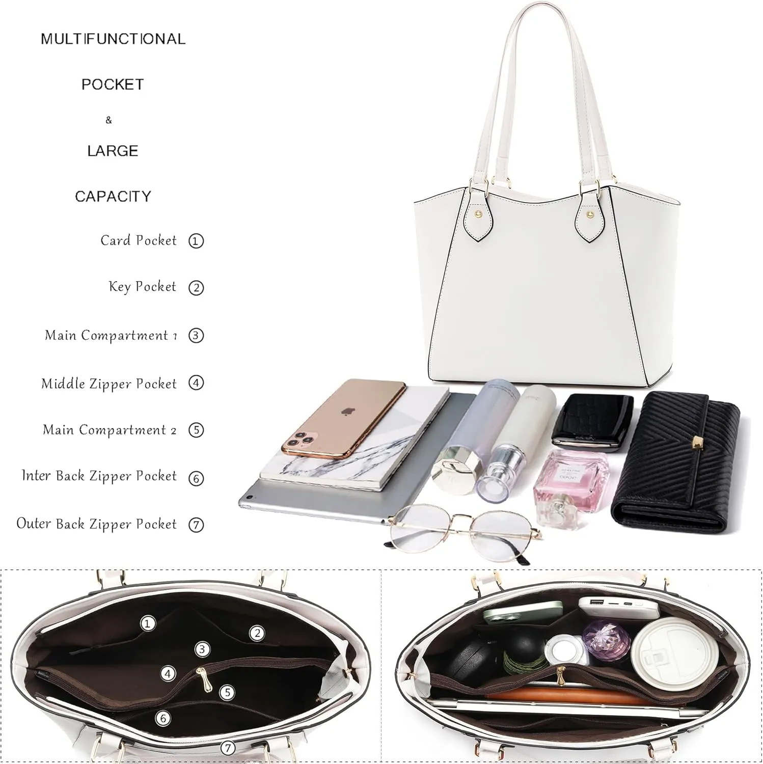 CHICAROUSAL Tote Bag for Women Large Handbags and Purses for Women PU Leather Womens Shoulder Bags