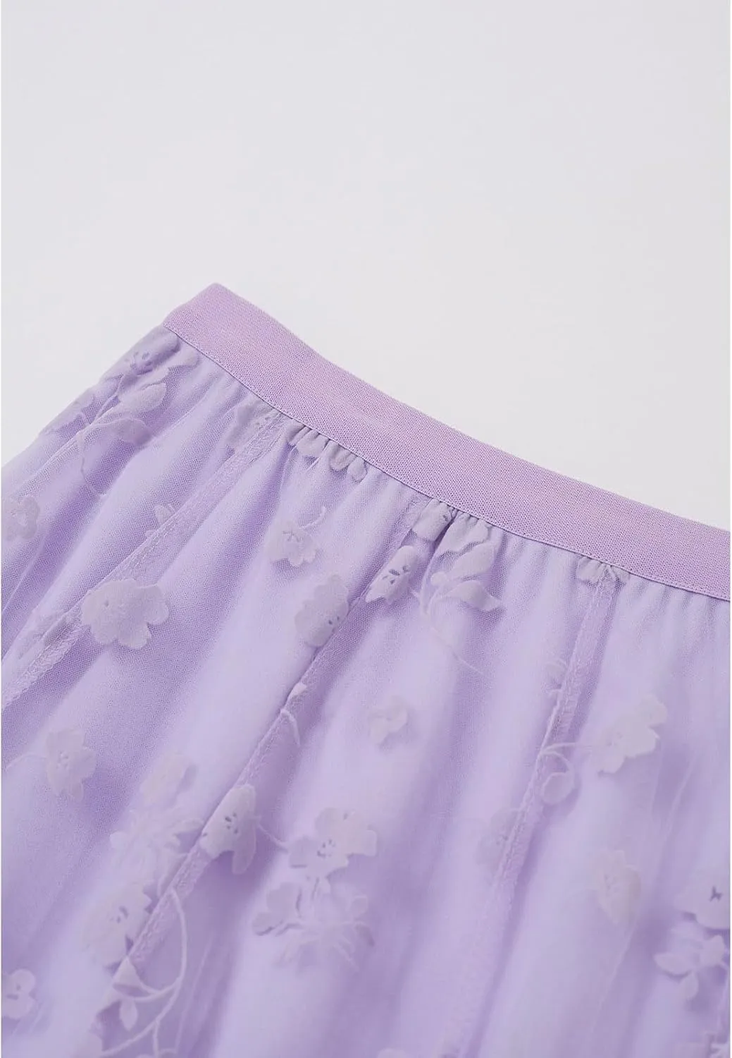 CHICWISH Women's 3D Posy Double-Layered Mesh Midi Skirt
