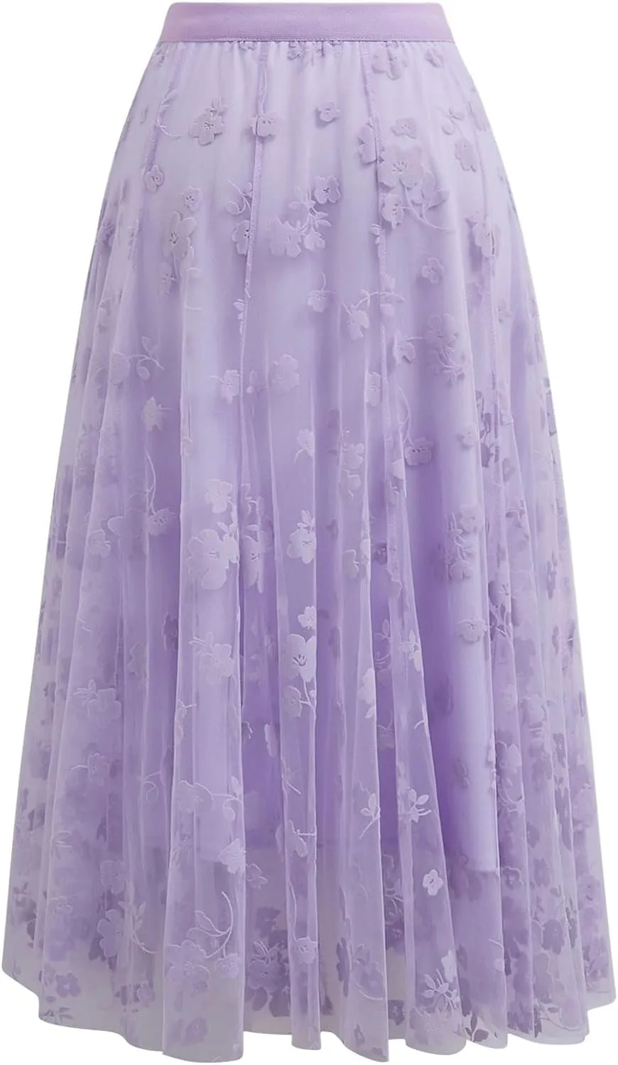 CHICWISH Women's 3D Posy Double-Layered Mesh Midi Skirt