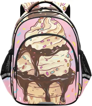 CHIFIGNO Kids Backpack for School Book Bag for Girls Boys Lightweight Daypack Backpacks with Reflective Stripes, Ice Cream Colorful Sprinkles