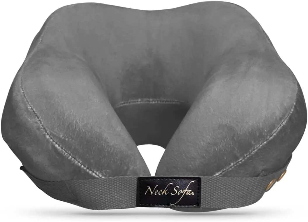 Chiropractic Neck Support Pillow, Cervical Collar for Neck Pain, Lower Back Lumbar Support, Memory Foam Travel Pillow, Grey