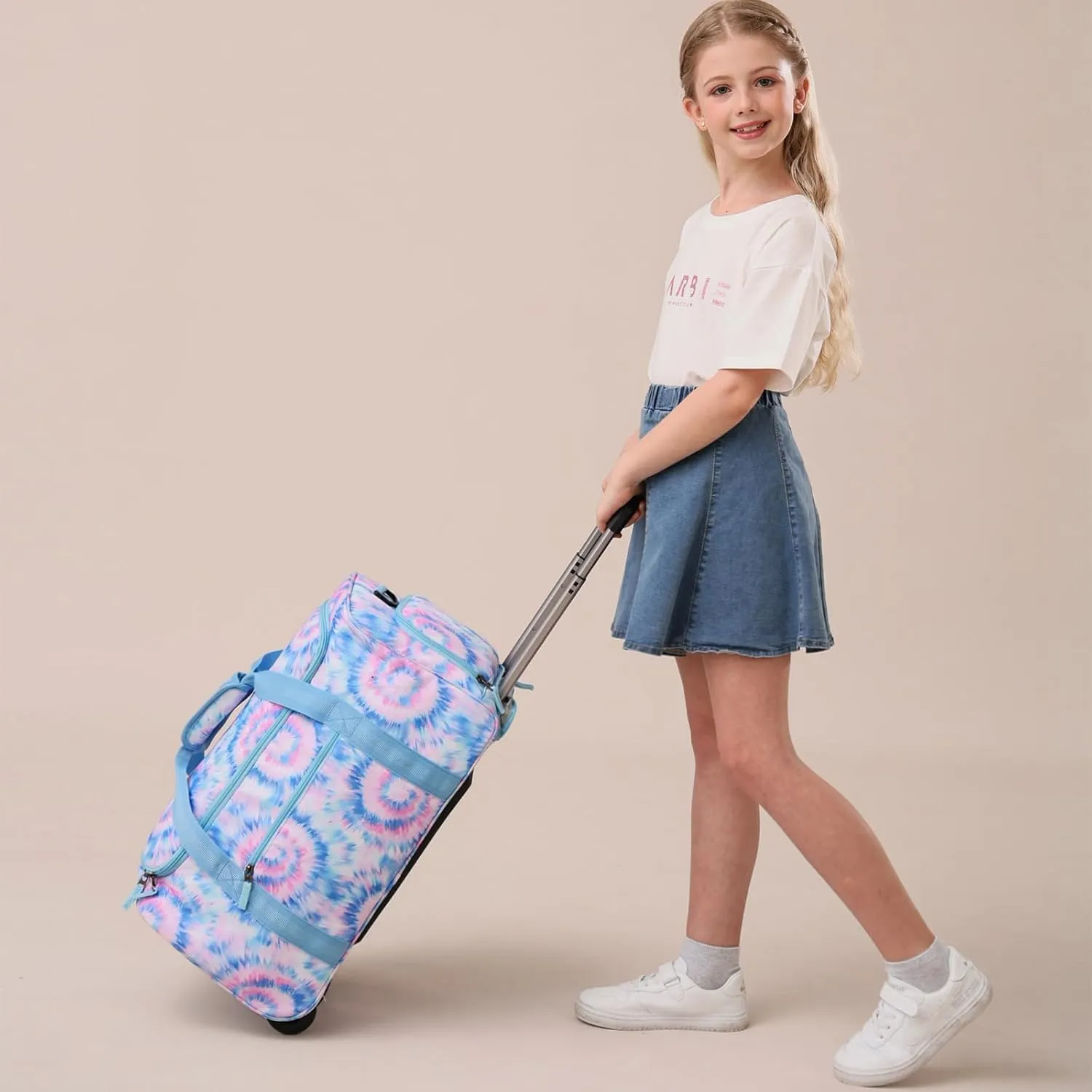 Choco Mocha Girls Galaxy Suitcase with Wheels Kids Pink Rolling Duffle Bag for Camping Teen Girls Toddler Luggage Bag for Travel, 22inch