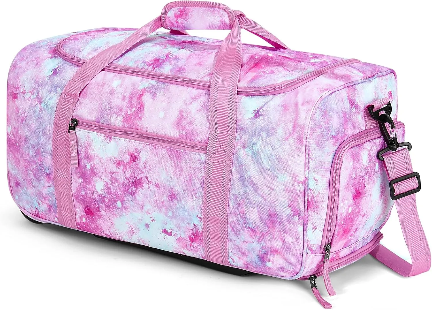 Choco Mocha Girls Galaxy Suitcase with Wheels Kids Pink Rolling Duffle Bag for Camping Teen Girls Toddler Luggage Bag for Travel, 22inch