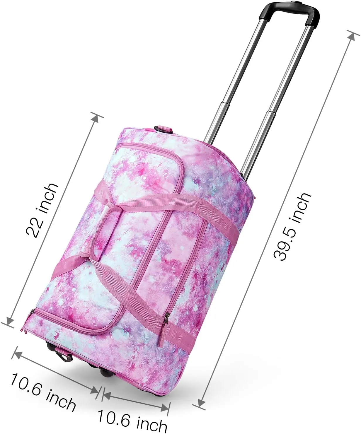 Choco Mocha Girls Galaxy Suitcase with Wheels Kids Pink Rolling Duffle Bag for Camping Teen Girls Toddler Luggage Bag for Travel, 22inch