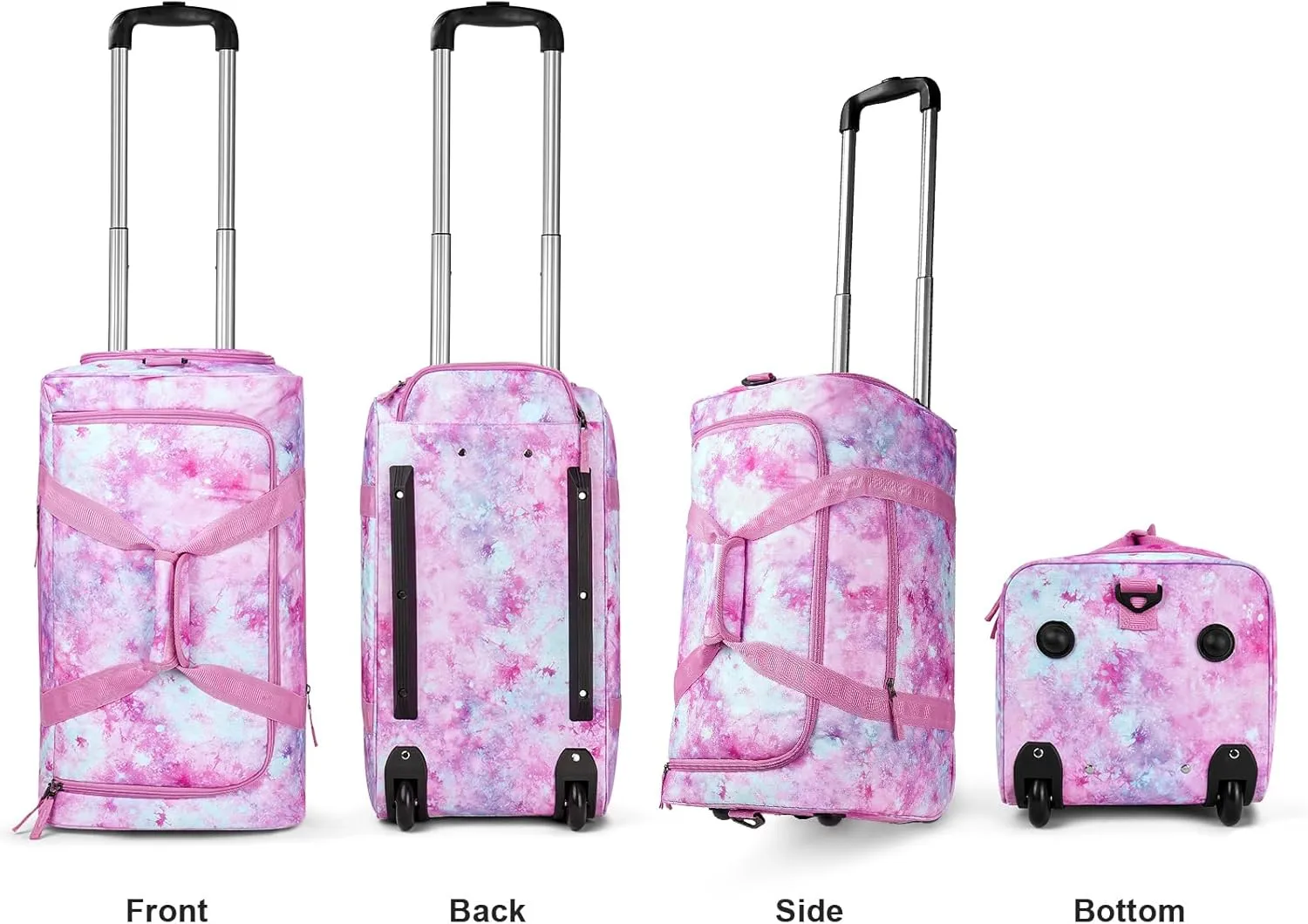 Choco Mocha Girls Galaxy Suitcase with Wheels Kids Pink Rolling Duffle Bag for Camping Teen Girls Toddler Luggage Bag for Travel, 22inch