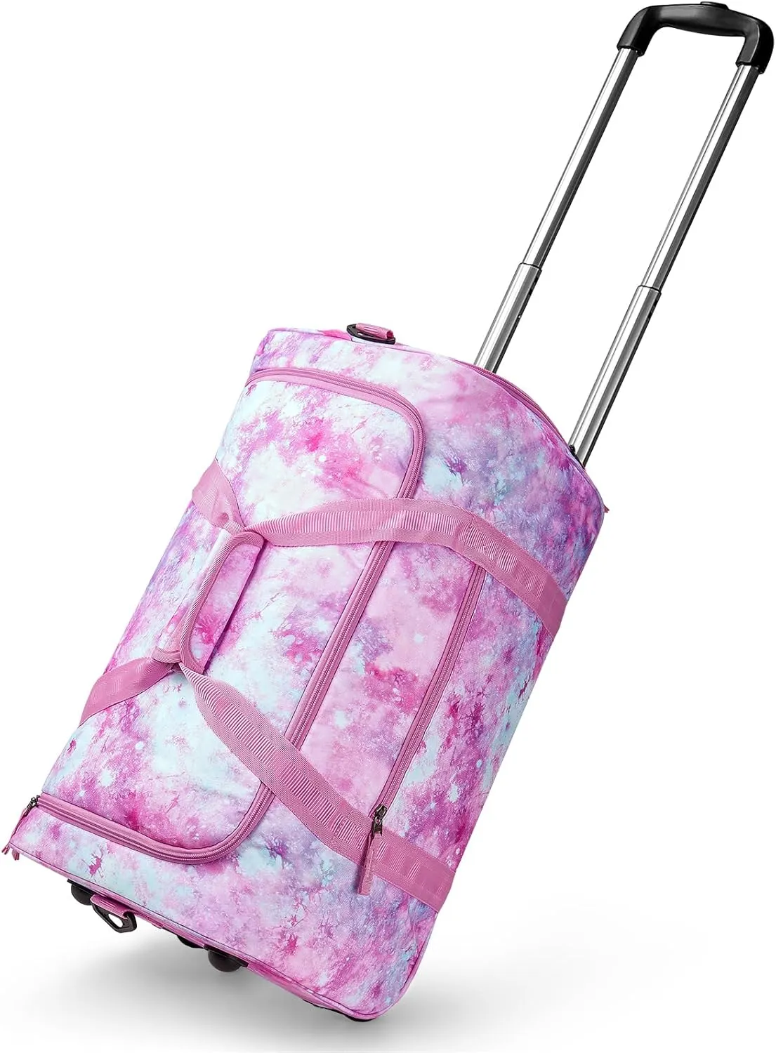 Choco Mocha Girls Galaxy Suitcase with Wheels Kids Pink Rolling Duffle Bag for Camping Teen Girls Toddler Luggage Bag for Travel, 22inch