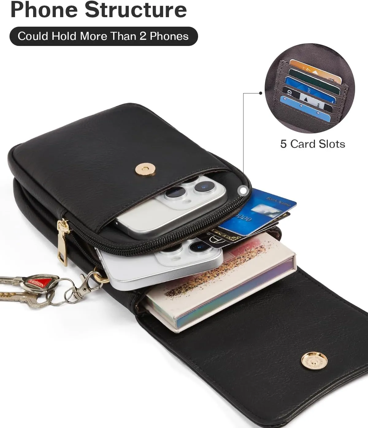 CHOLISS Cell Phone Crossbody Purse Small Cross Body Bag for Woman Leather Travel Wallet Shoulder Handbags with Card Slots