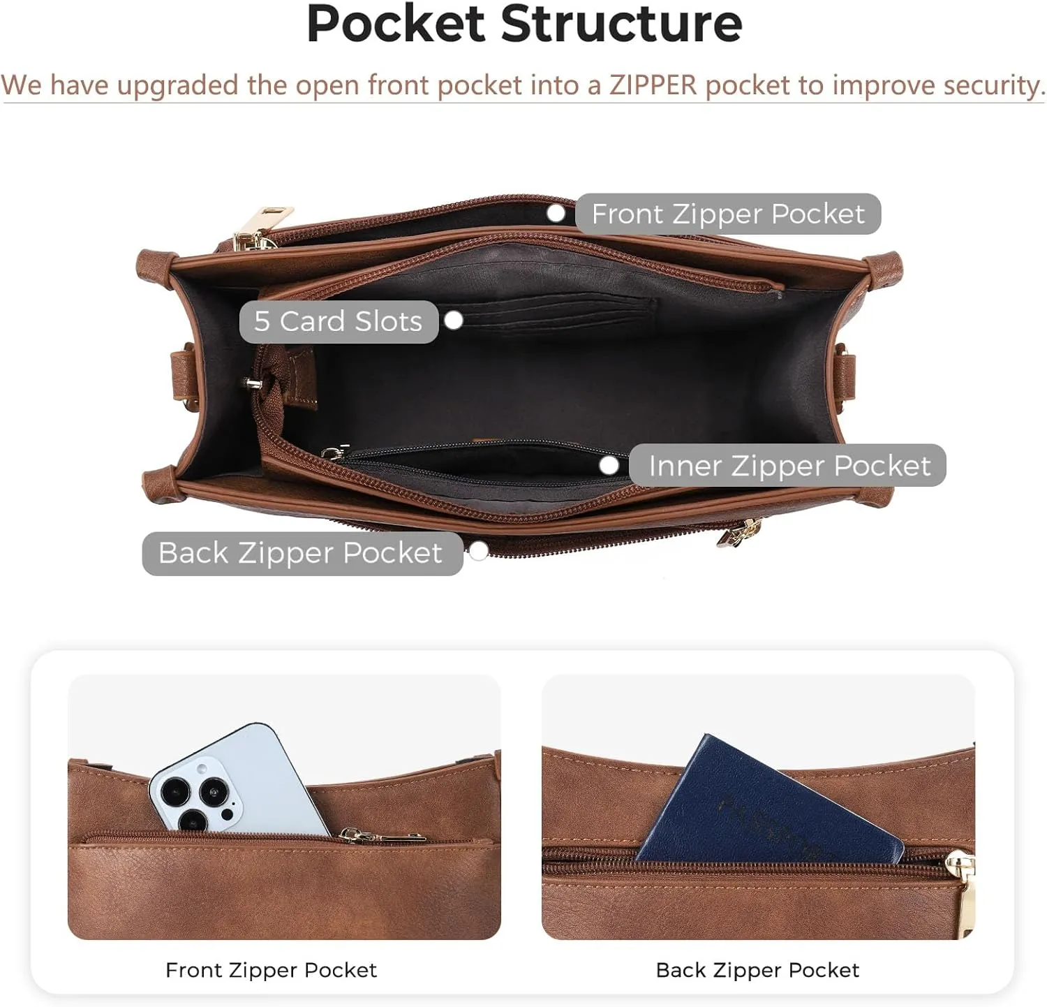 CHOLISS Crossbody Bags for Women Vegan Leather Shoulder Handbags Trendy Hobo Purses with Zip Pocket Adjustable Guitar Strap