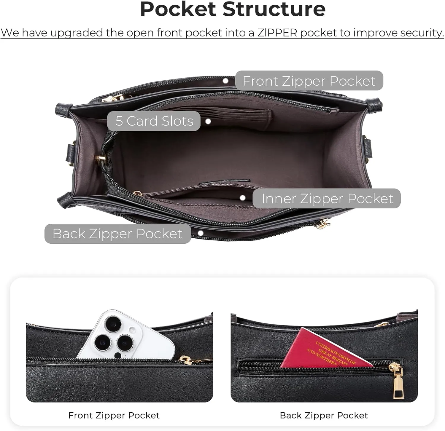 CHOLISS Crossbody Bags for Women Vegan Leather Shoulder Handbags Trendy Hobo Purses with Zip Pocket Adjustable Guitar Strap