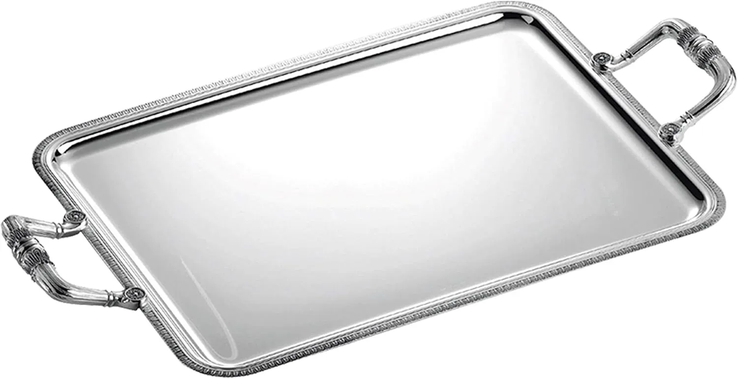 Christofle Malmaison Silver Plated Rectangular Serving Tray With Handles Large #4200760