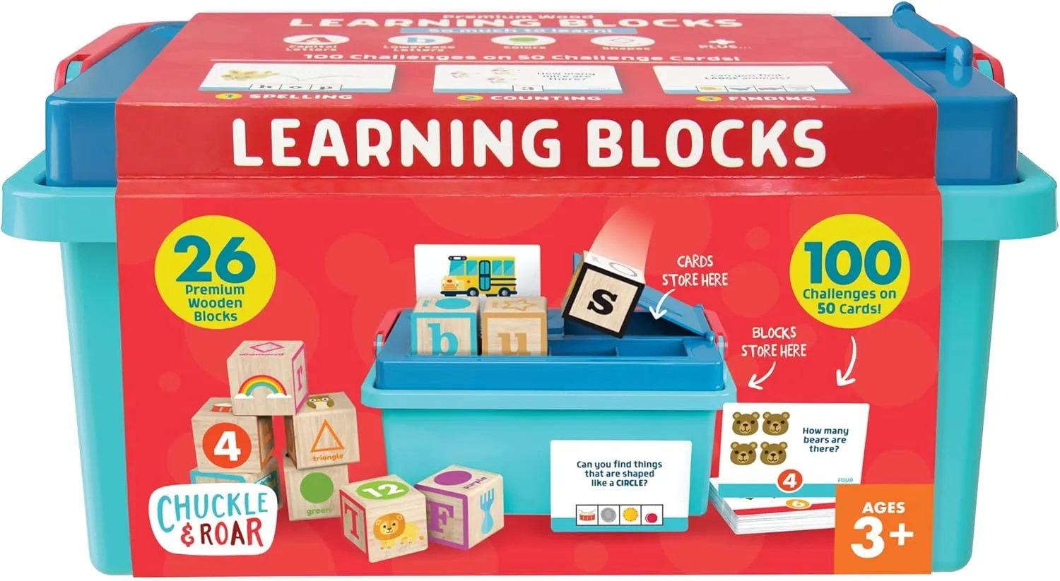 Chuckle & Roar Flashcard Learning Blocks Activity Bin