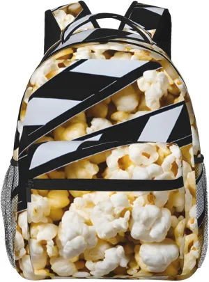 (Cinema Movie Clapboard And Popcorn) Laptop Backpack Purse For Women Men Travel Bag Casual Daypack With Compartment And Multiple Pockets