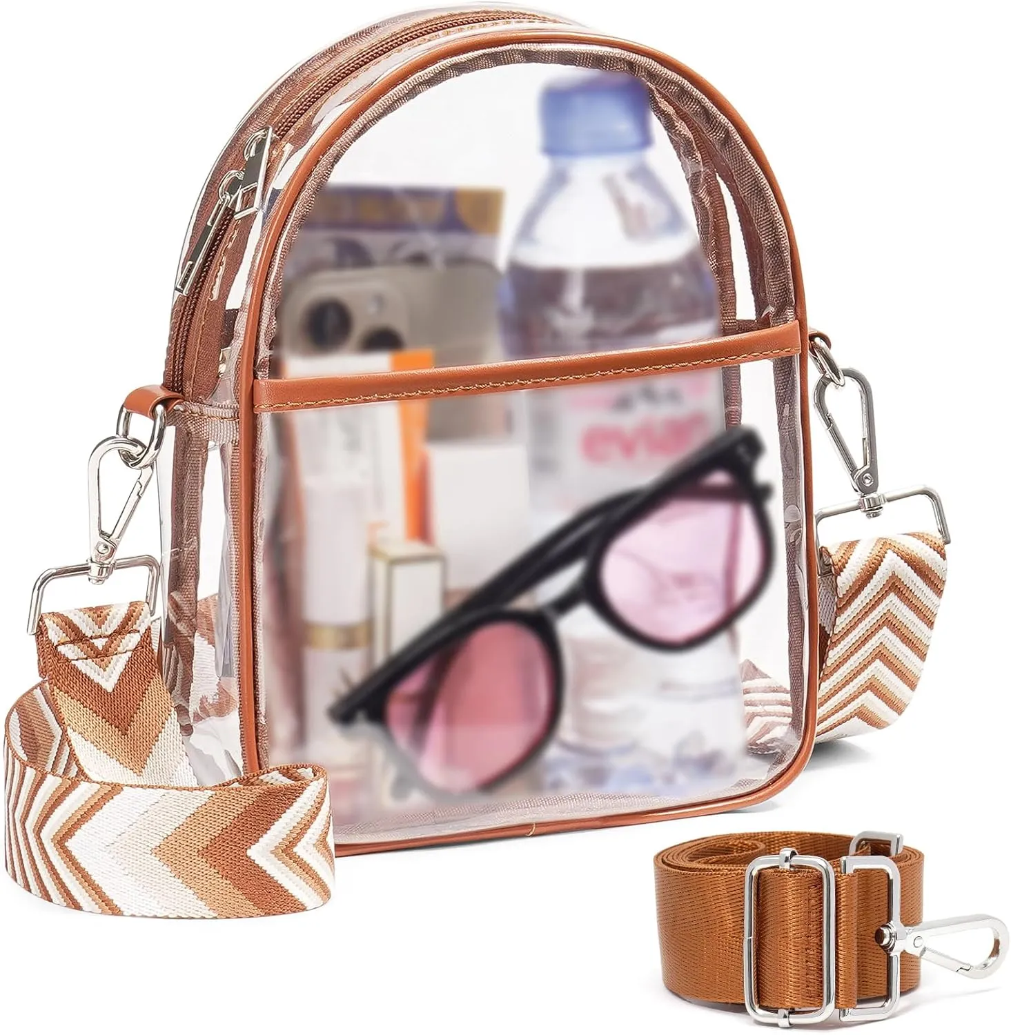 Clear Bag for Stadium Events with 2 Long Straps, See Through Purse for Women Crossbody Bag Concert Stadium Approved