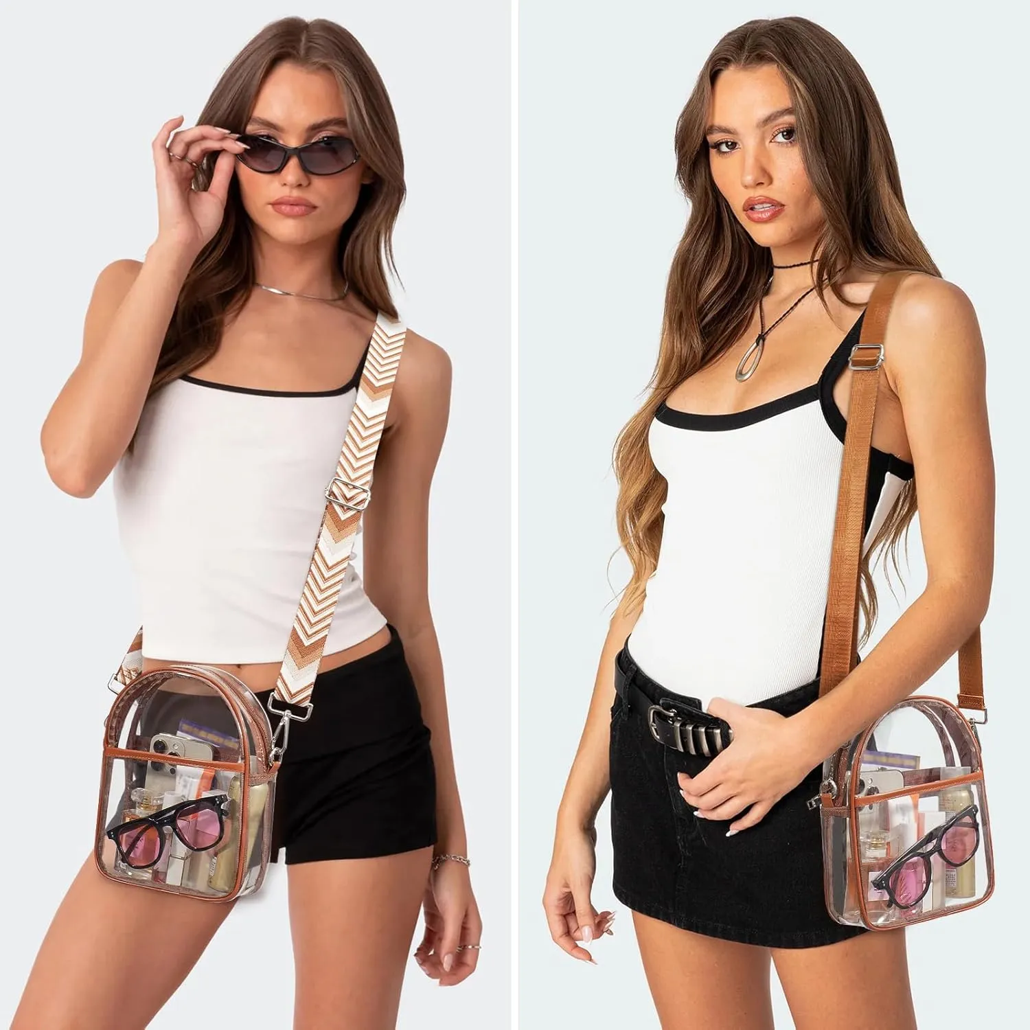 Clear Bag for Stadium Events with 2 Long Straps, See Through Purse for Women Crossbody Bag Concert Stadium Approved