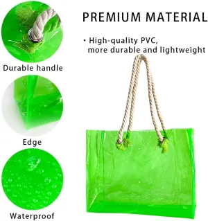 Clear Plastic Tote Bag with Rope Handles, Unisex Stadium Bag for Concerts, Festivals, Work