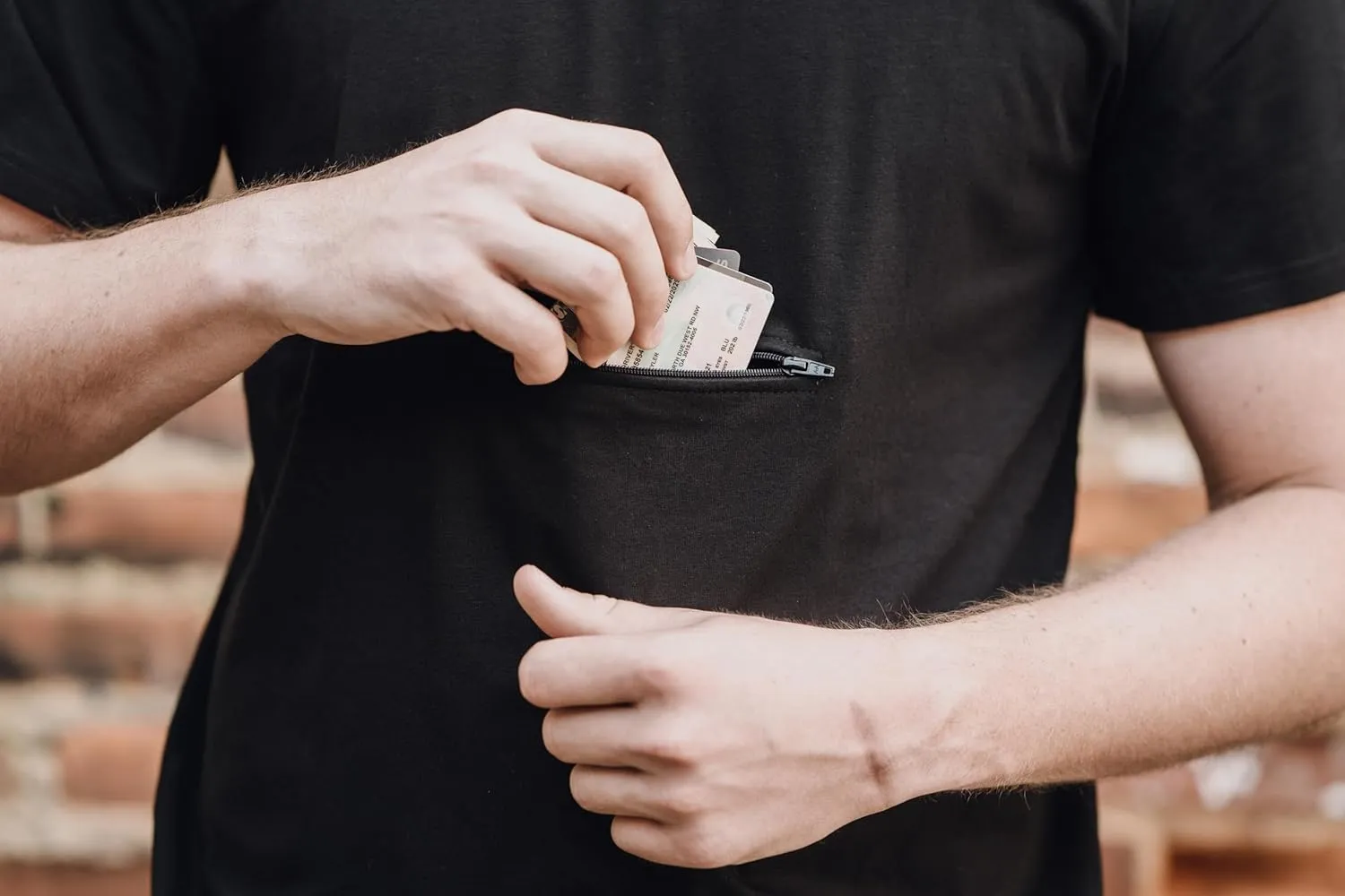 Clever Travel Companion Men's V Neck T Shirt with 2 Secret Hidden Pockets for Traveling | Pickpocket Proof Clothing for Men
