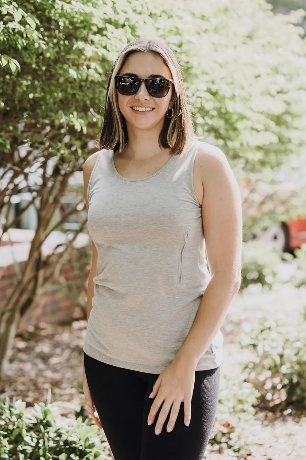 Clever Travel Companion Womens Tank Top with 1 Hidden Zipper Pocket, 100% Pickpocket Proof Holiday Tour Sleeveless Tee Shirt