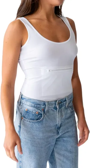 Clever Travel Companion Womens Tank Top with 1 Hidden Zipper Pocket, 100% Pickpocket Proof Holiday Tour Sleeveless Tee Shirt
