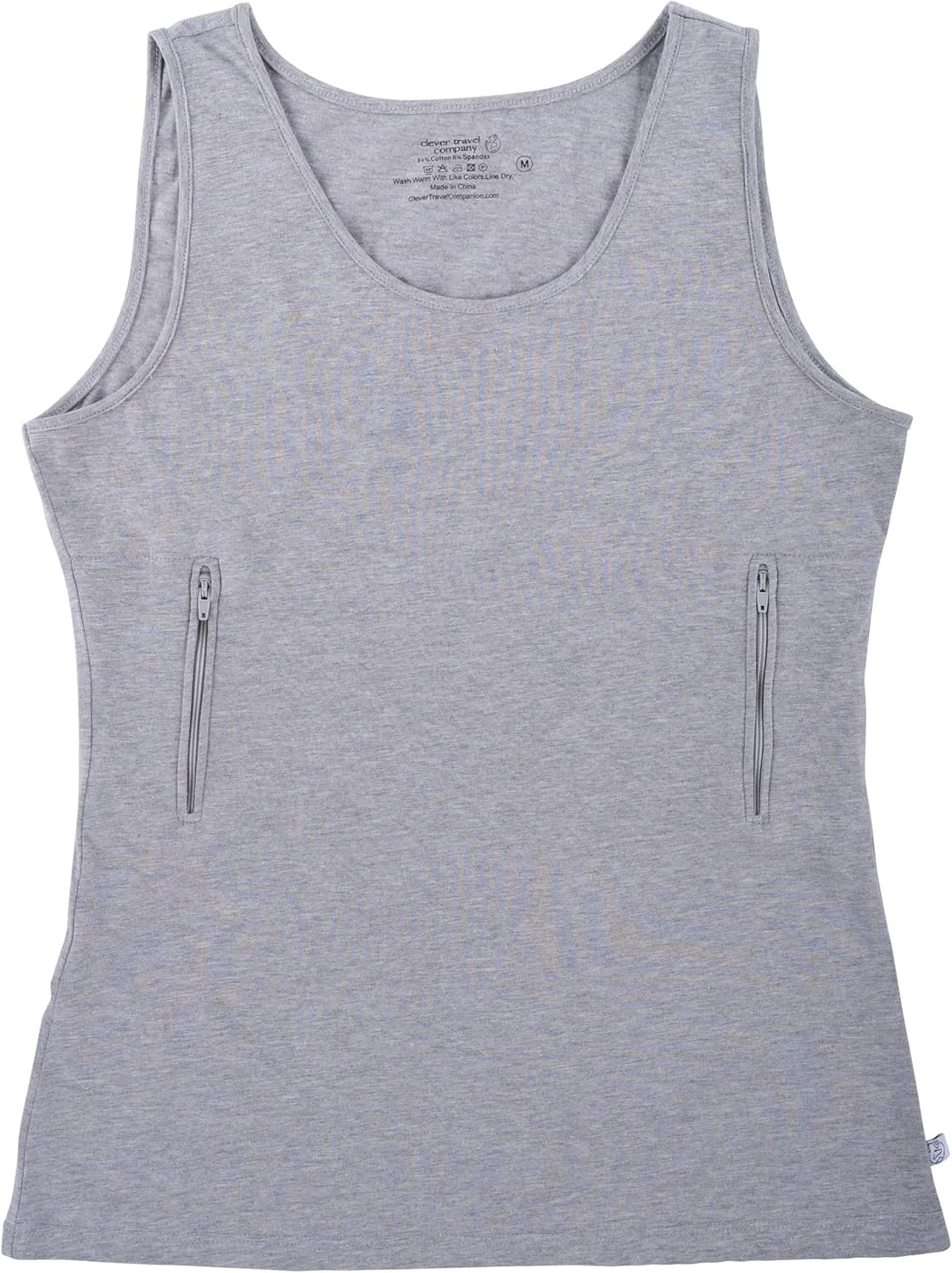 Clever Travel Companion Womens Tank Top with 1 Hidden Zipper Pocket, 100% Pickpocket Proof Holiday Tour Sleeveless Tee Shirt