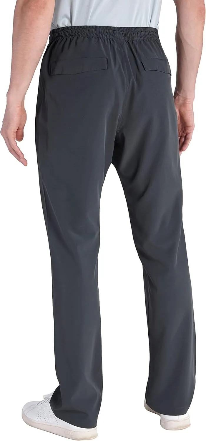 clothin Men's Lightweight Elastic Waist Pants Drawstring Athletic Sweatpants with Zipper Pockets for Hiking Casual Travel