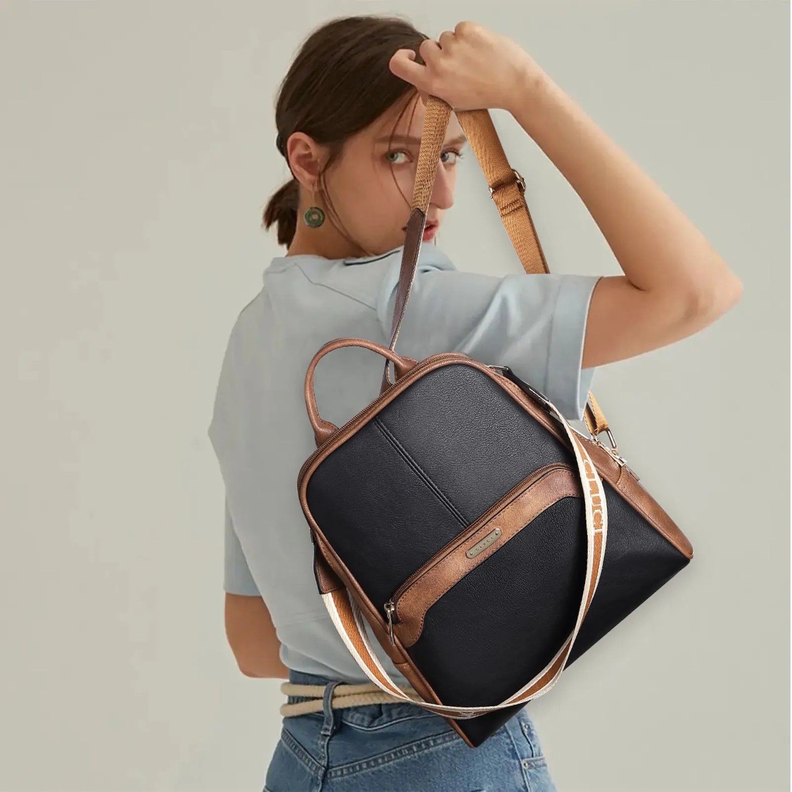 CLUCI Womens Backpack Purse Leather Convertible Bookbag Purses Travel Ladies Designer Daypack Shoulder Bags