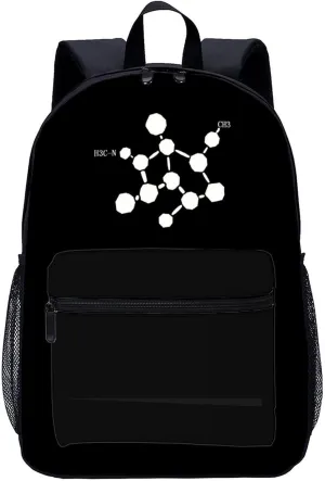 Cocaine Molecule Formula Chemistry 17 Inch Laptop Backpack Large Capacity Daypack Travel Shoulder Bag for Men&Women