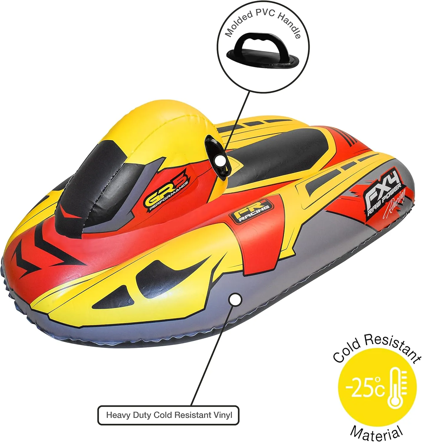 CocoNut Outdoor- 50” Inflatable Snowmobile Sleds- Heavy Duty Snow Sleds with Sturdy Handles for Kids, Teens and Adults-Cold Resistant Toboggans -Lightweight Tubes for Boys and Girls