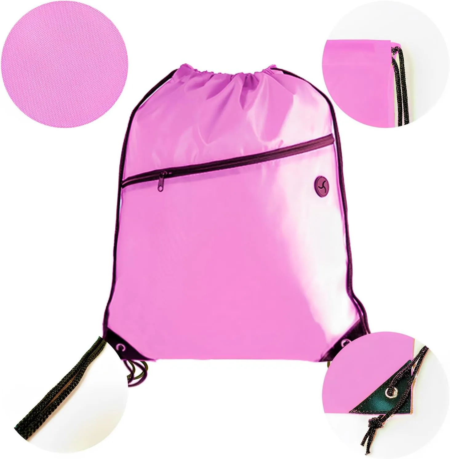 CODOBON Lightweight Drawstring Backpack with 2 Compartments Holds 14" Laptop & Shoes | Foldable |big Zip Pocket with Cable Port | Economical for Gym, Travel,Daliy (20, Pink)