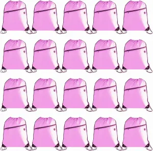 CODOBON Lightweight Drawstring Backpack with 2 Compartments Holds 14" Laptop & Shoes | Foldable |big Zip Pocket with Cable Port | Economical for Gym, Travel,Daliy (20, Pink)