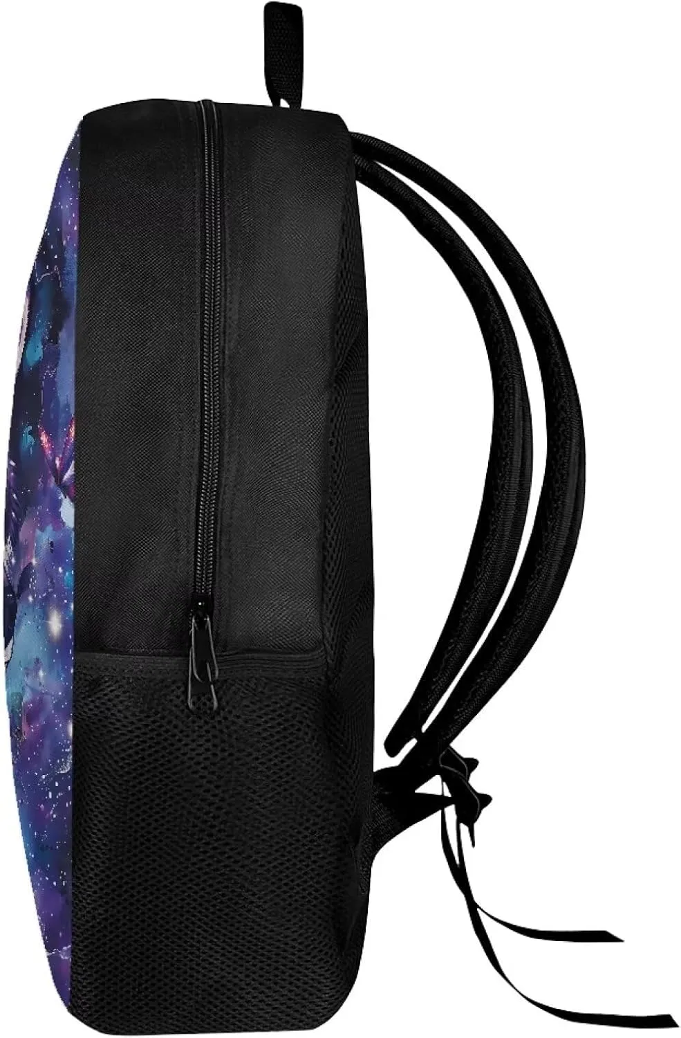 COEQINE Wolf Backpacks For Girls 10-12 Galaxy Cool Animal Bookbag for Kids Girls Fashion Casual Basic Kids Middle High School Backpack With Water Bottle Holder for Elementary,Purple Blue Butterfly