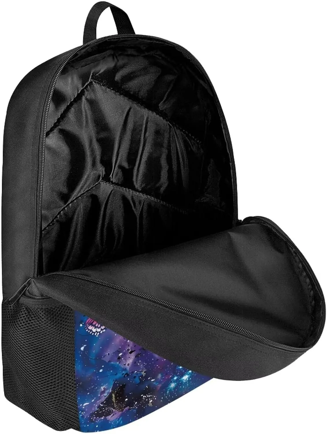 COEQINE Wolf Backpacks For Girls 10-12 Galaxy Cool Animal Bookbag for Kids Girls Fashion Casual Basic Kids Middle High School Backpack With Water Bottle Holder for Elementary,Purple Blue Butterfly