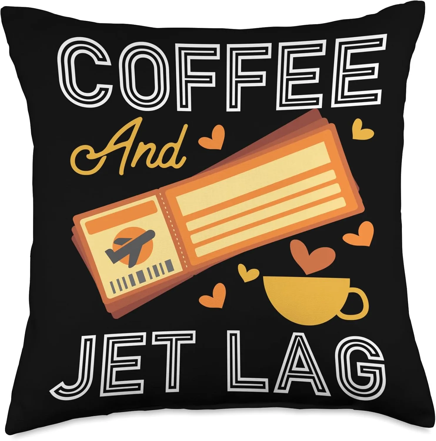Coffee And Jet Lag Ticket Design Throw Pillow