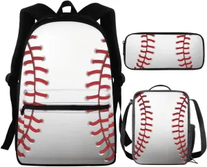Coldinair Baseball Backpack for Boys,Elementary Middle School Book Bag for Kids Teen with Lunch Box Pencil Case Bag Back to School Supplies Large Capacity Daypack Satchel Laptop Bag