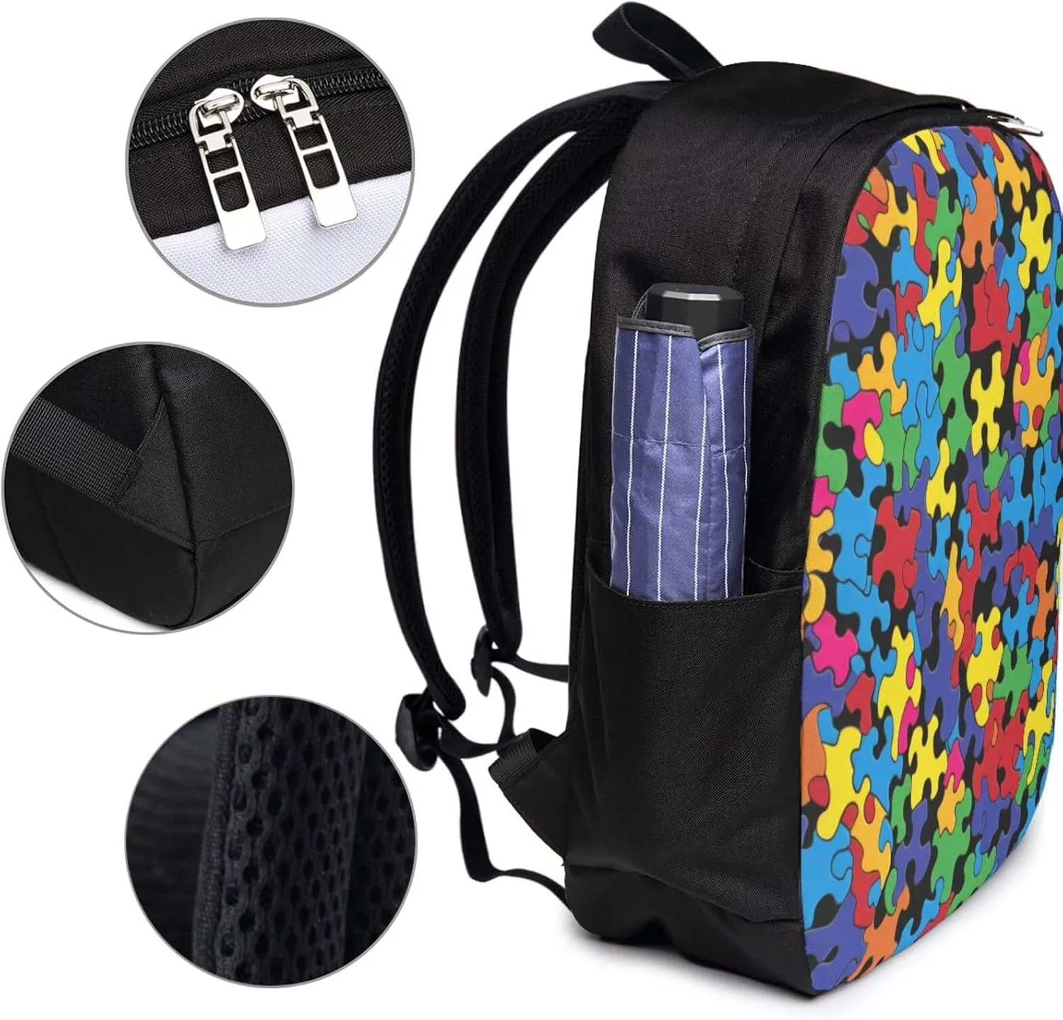 Colorful Autism Awareness Travel Laptop Backpack for Women Men, 17 Inch Business Backpack with USB Charger Port