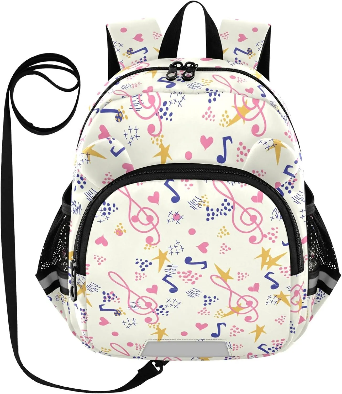Colorful Notes Preschool Backpack Sheet Music Daycare Bookbag School Backpack with Traction Rope for Kids 3-6