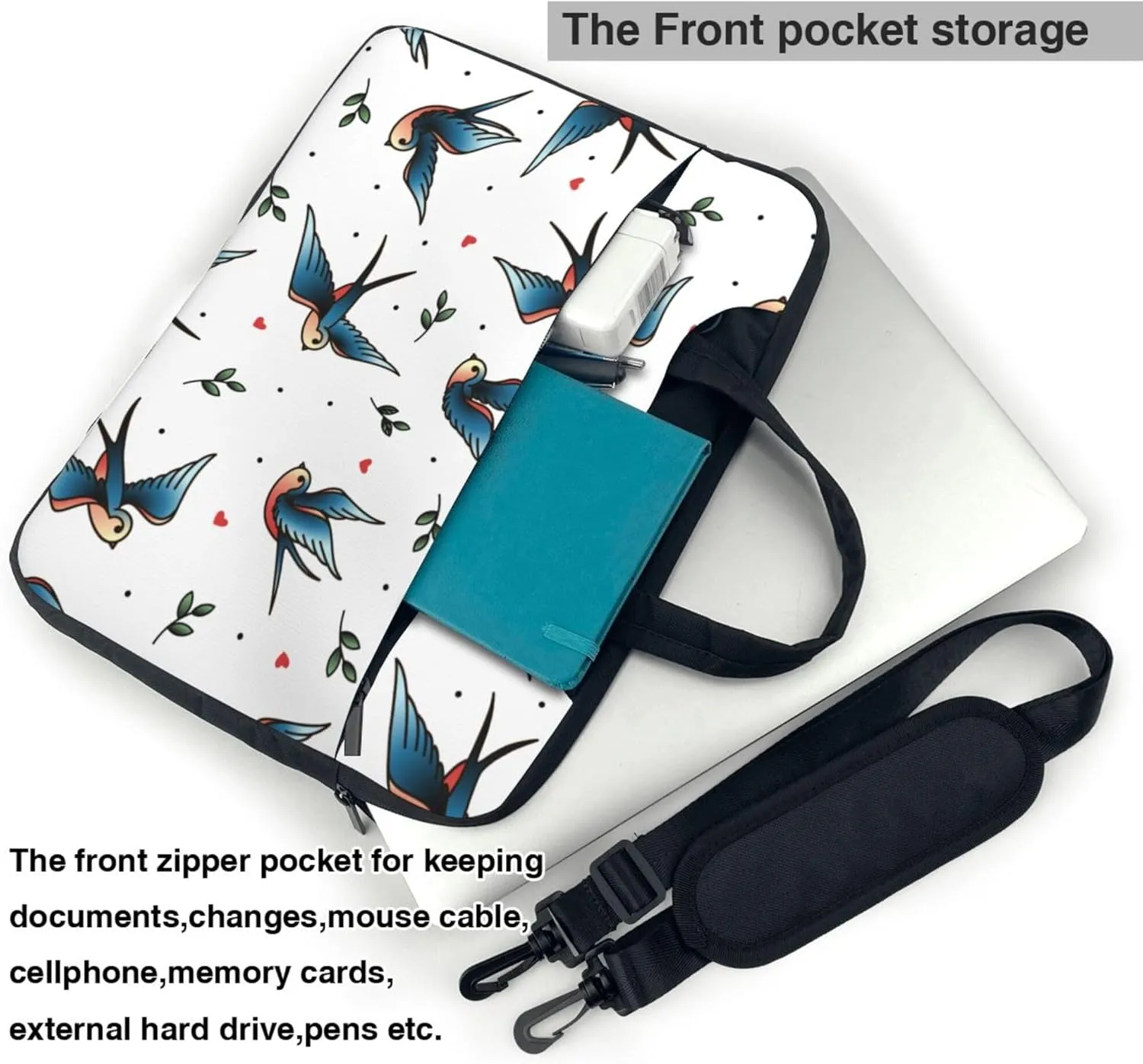 Colorful Paisley Black Bandana Laptop Shoulder Bag ​for Men Women, Computer Carrying Case Messenger Bag with Strap