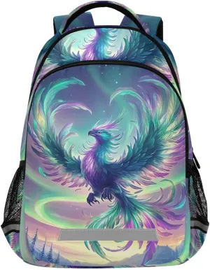 Colorful Phoenix Aurora Backpack for Boys Girls Elementary School Bag Kids Travel Bags Casual Rucksack Laptop Bookbag
