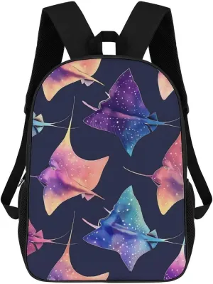 Colorful Stingray Classic 17 Inch Backpack Travel Daypack Casual Shoulder Bag with Adjustable Strap for Men And Women