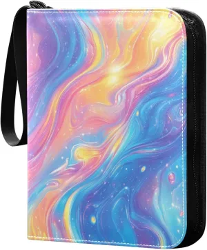 Colorful Texture Card Binder 4-Pocket, 400 Pockets PU Waterproof Zippered Collector Card Album with 50 Removable Sleeves for Trading, Game Cards