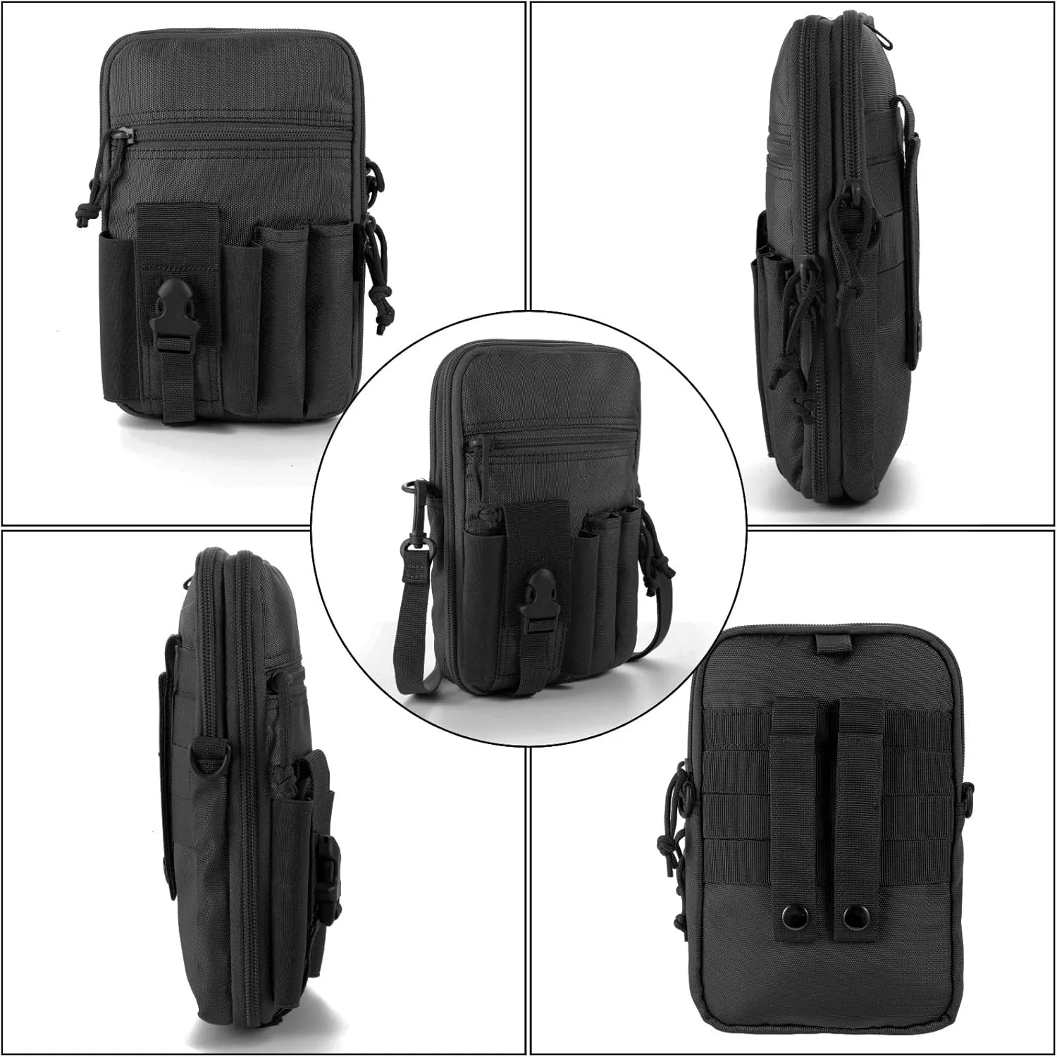 Concealed Pistol Pouch Multipurpose Carry Gun Bag Waist Molle Bag Fanny Pack with Pistol Holster in 9 inch Length and Phone Belt Clip Holder for Less Than 7 inches Smartphone…