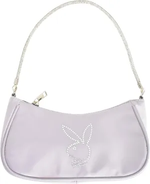 Concept One Playboy Shoulder Bag, Women's Purse Handbag with Rhinestone Carry Strap and Bunny Logo