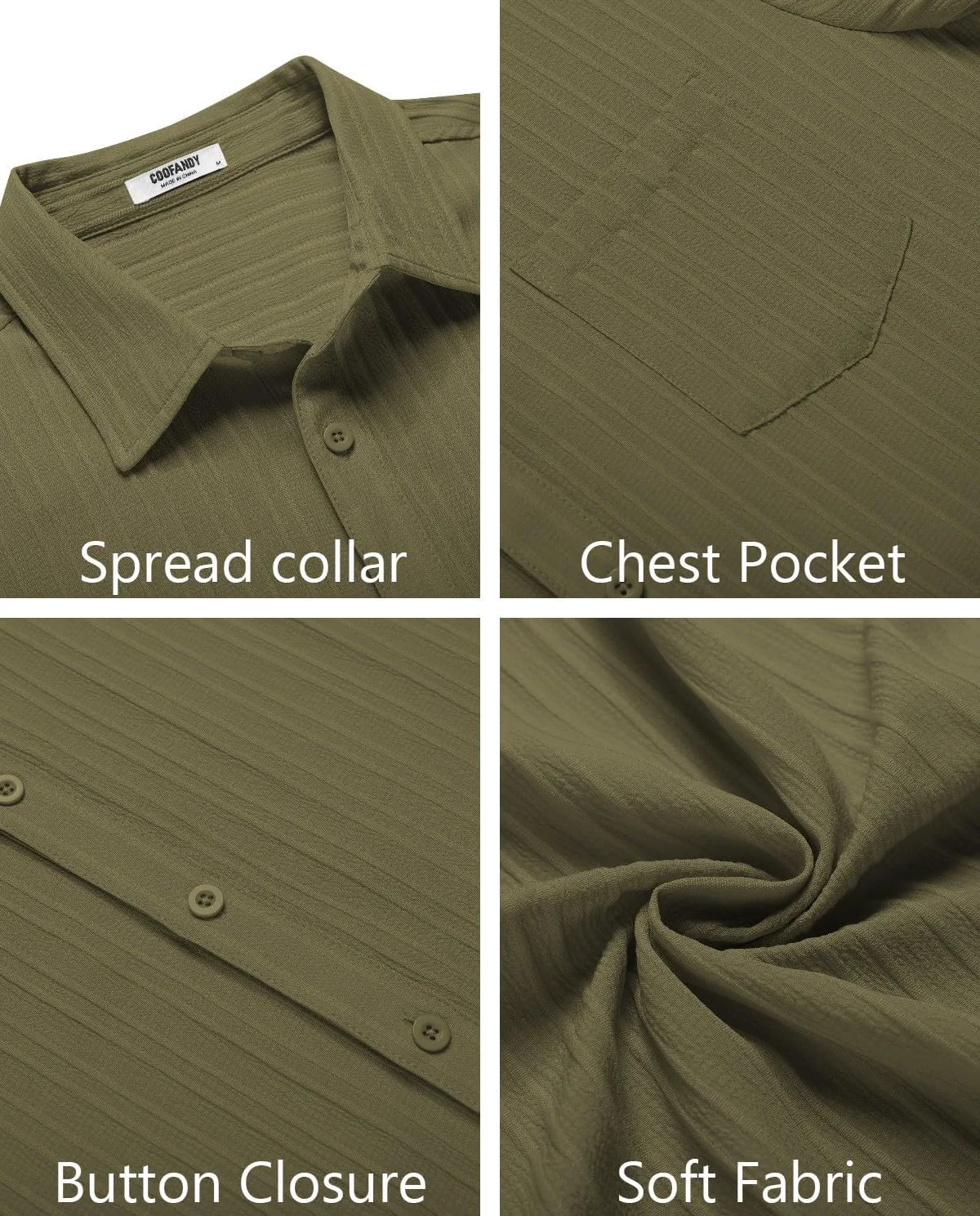 COOFANDY Men's Casual Button Down Shirts Short Sleeve Textured Summer Beach Shirt with Pocket