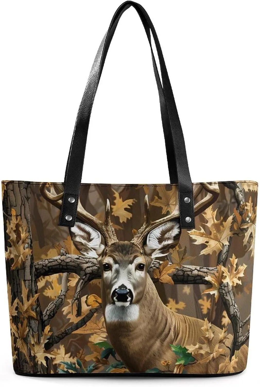 Cool Deer Camouflage Hunting Purse for Women Casual Tote Bags Purses Ladies Top Handle Shoulder Handbag for Work Travel