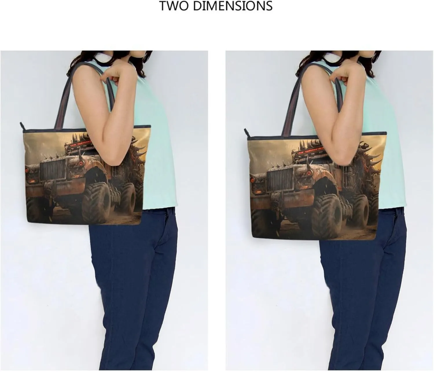 Cool Monster Truck Mad Tote Bag for Women Durable Designer Handbag with Zipper for Daily Use Travel L