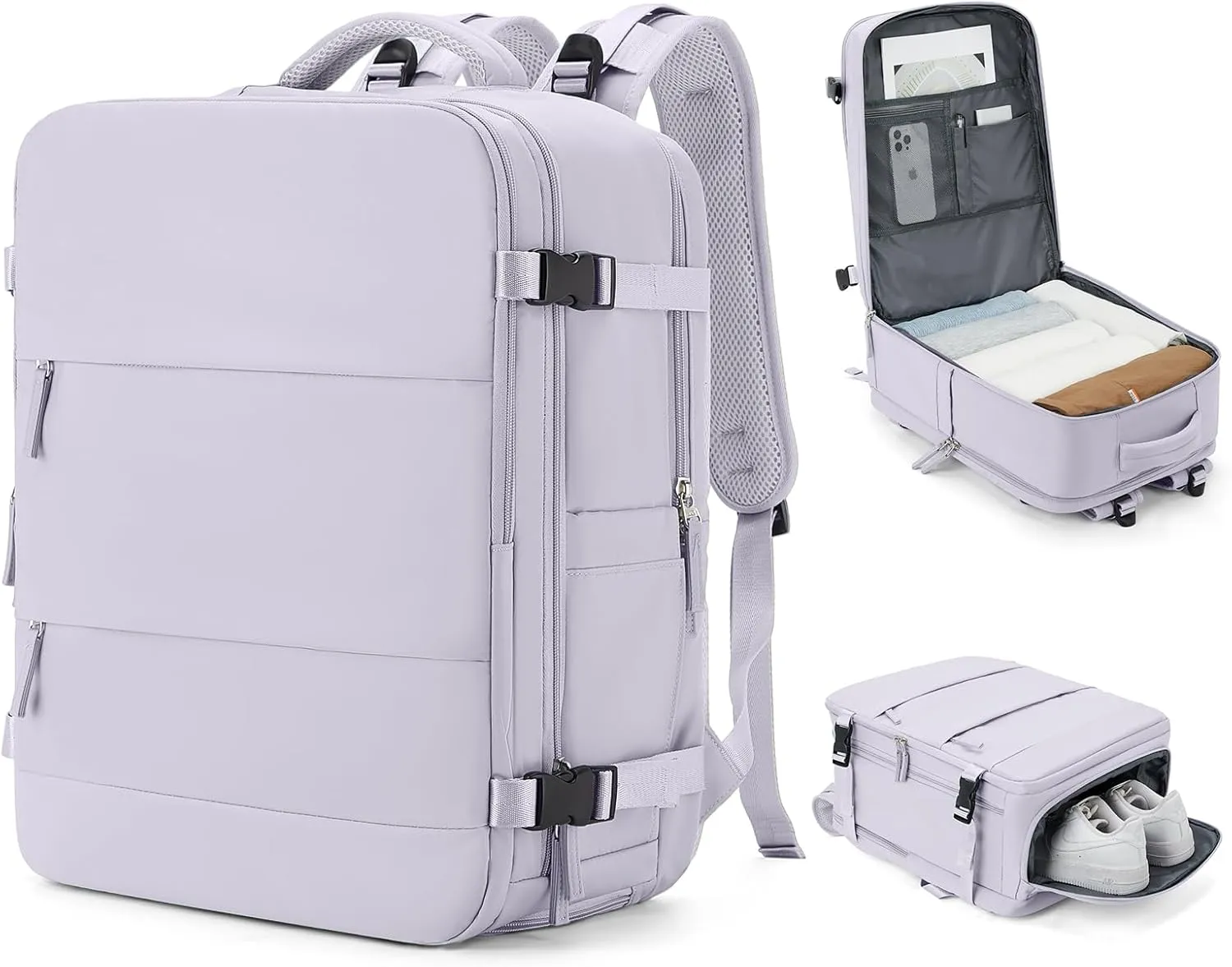 coowoz Large Travel Backpack Carry On for Women Man Gym Backpack with Laptop Compartment Mochila de Viaje Teacher Personal Item Backpack Rucksack Airplane Accessories Must Haves Purple